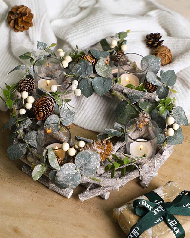 christmas wreath candle holder