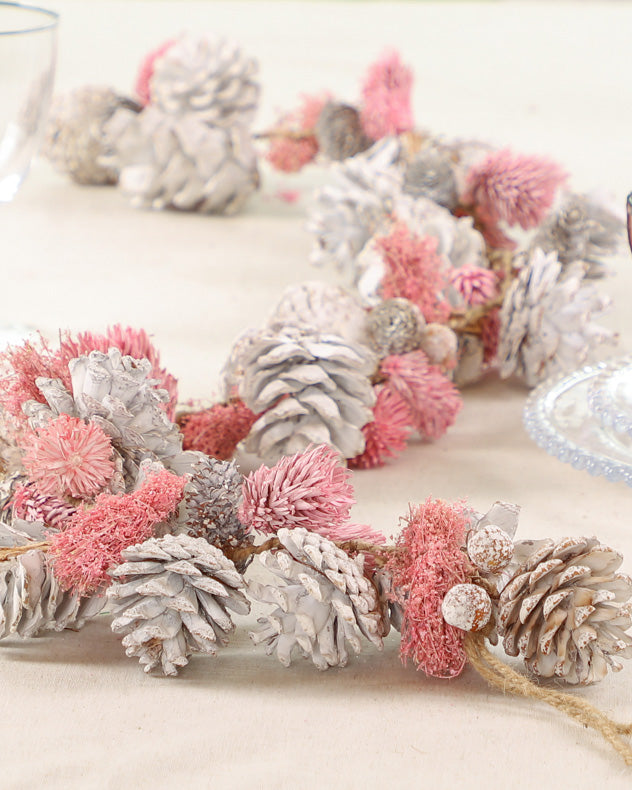 pink and white christmas garland