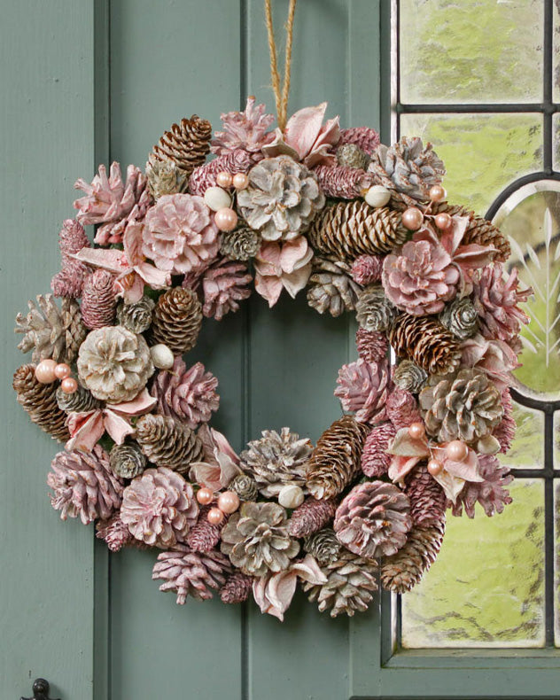 pine flower and pinecone christmas wreath