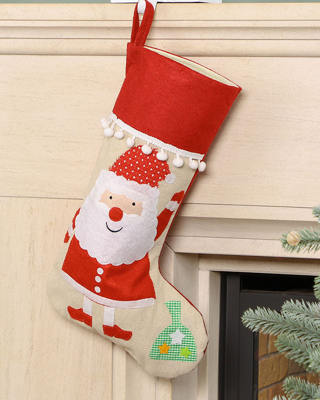 Christmas Friends Pom Pom Stocking