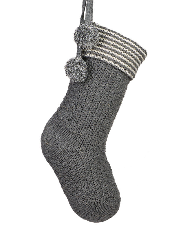 Grey Knitted Stocking