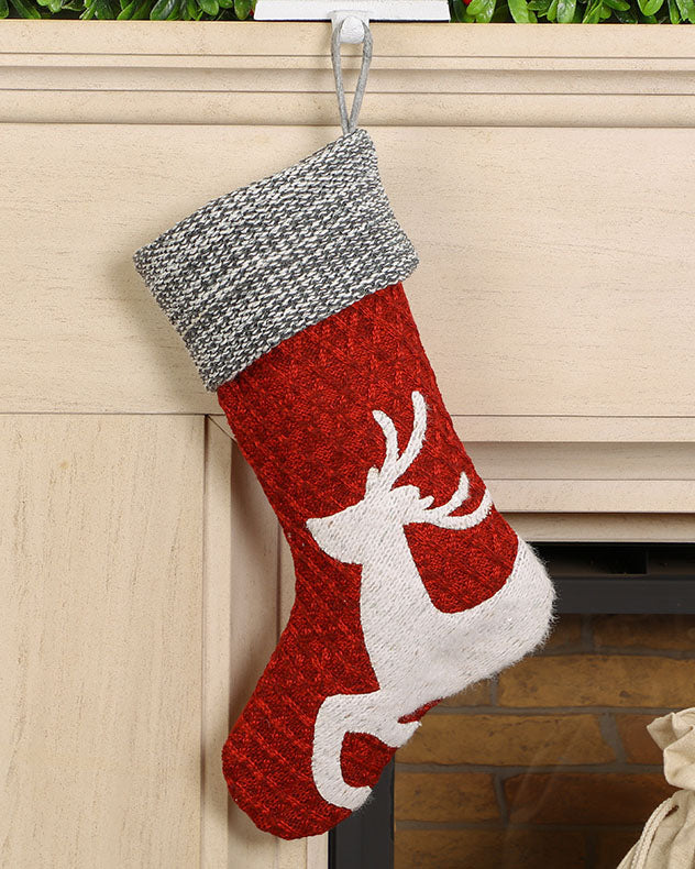 traditional christmas stocking red grey