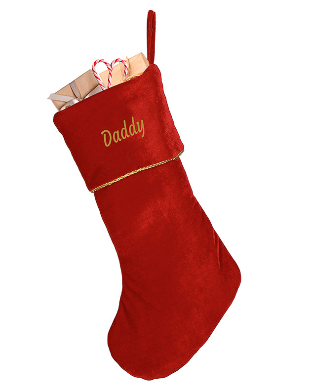 Personalised Knightsbridge Red Velvet Christmas Stocking