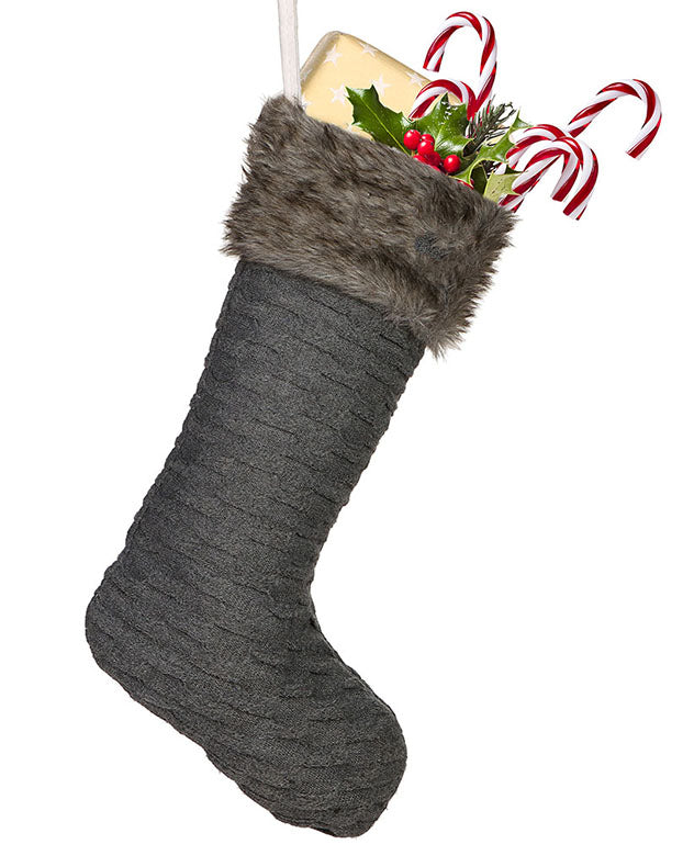 Nordic Knit Grey Christmas Stocking