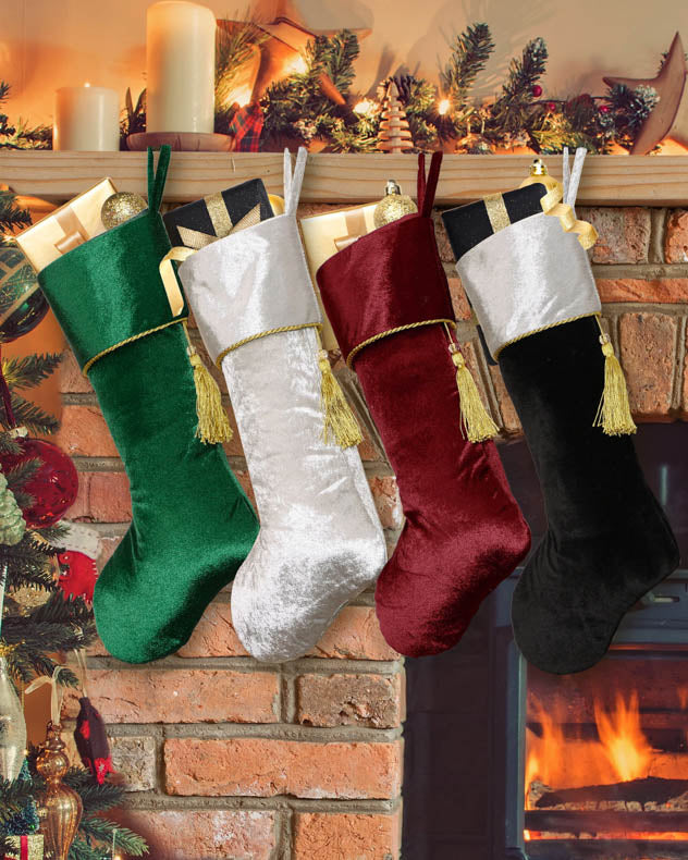 Kensington Velvet Stocking - Dibor - Silver Stockings