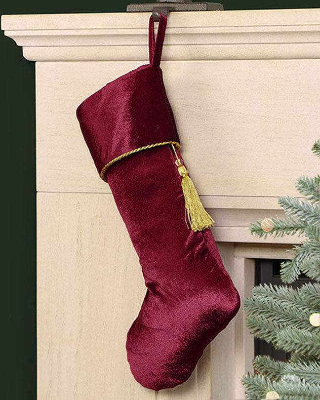 Fennco Styles Vintage Velvet Allover Tree Pattern Stocking 8 x 19 Inch - Red Christmas Stocking for Holiday, Home Décor, Family Gathering and Special Occasion Fennco Styles Vintage Velvet Allover Tree Pattern Stocking 8 x 19 Inch - Red Christmas Stocking for Holiday, Home Décor, Family Gathering and Special Occasion