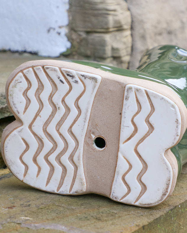 Large Dark Green Welly Boots Planter with Personalised Marker