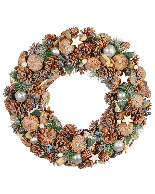 19" Frosted Pine Cone Wreath Decoration