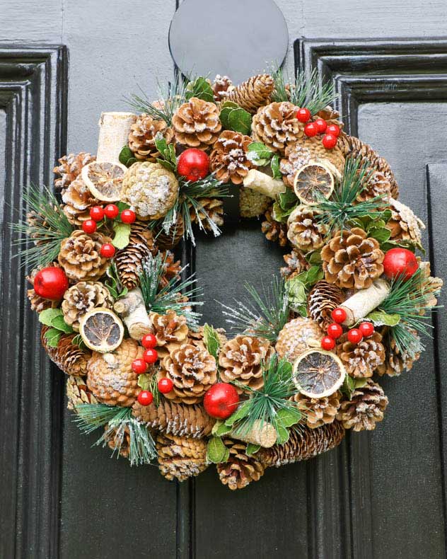 Festive Fruits Christmas Door Wreath 38cm