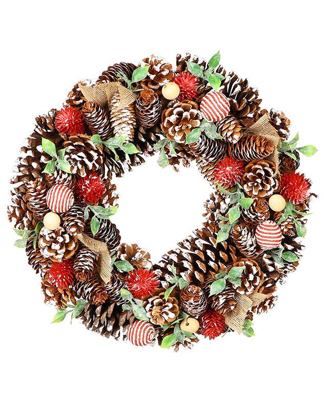 red brown pinecone christmas wreath