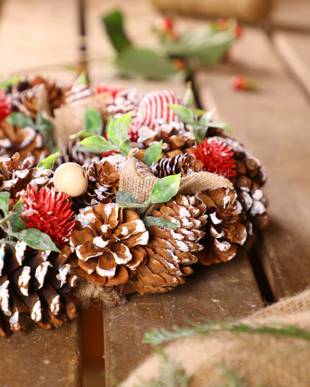 handmade pinecone wreath