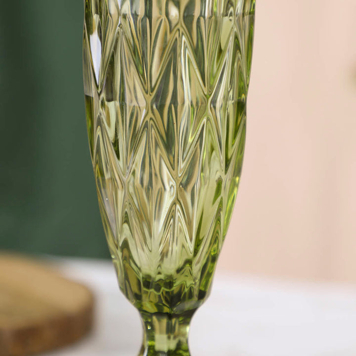 Pear Green Embossed Champagne Flute