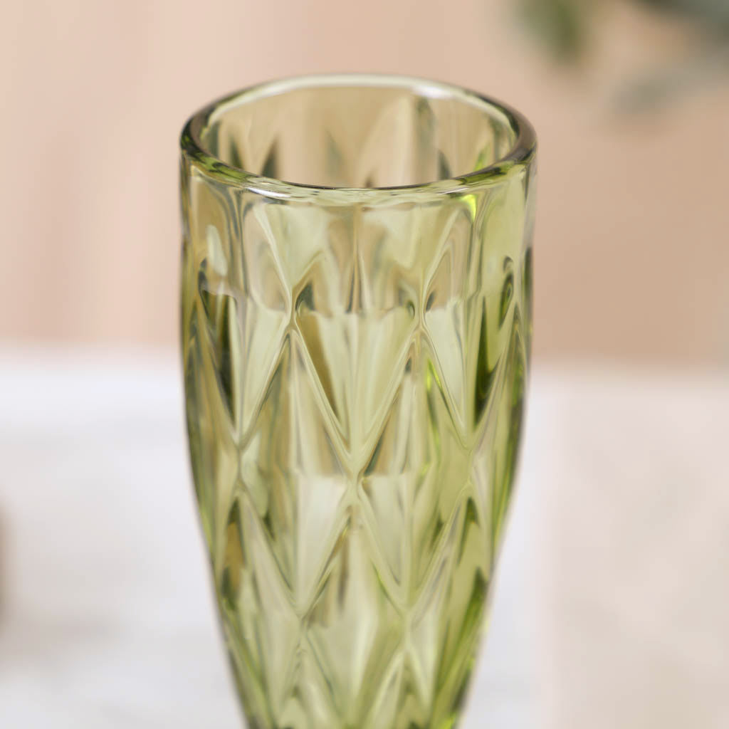 Pear Green Embossed Champagne Flute