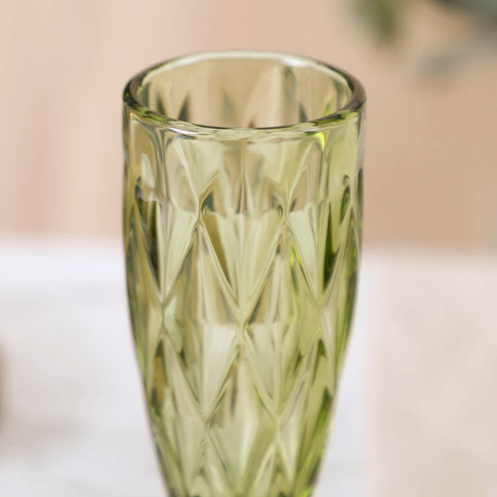 Pear Green Embossed Champagne Flute