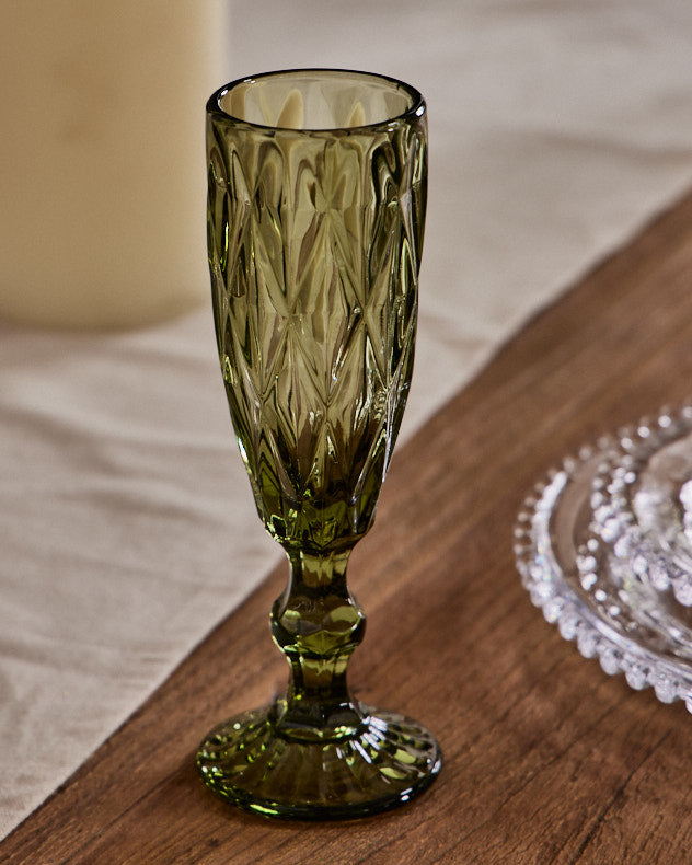 Pear Green Embossed Champagne Flute