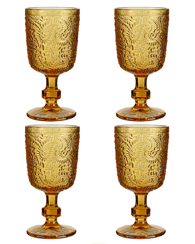 Paisley Amber Goblet