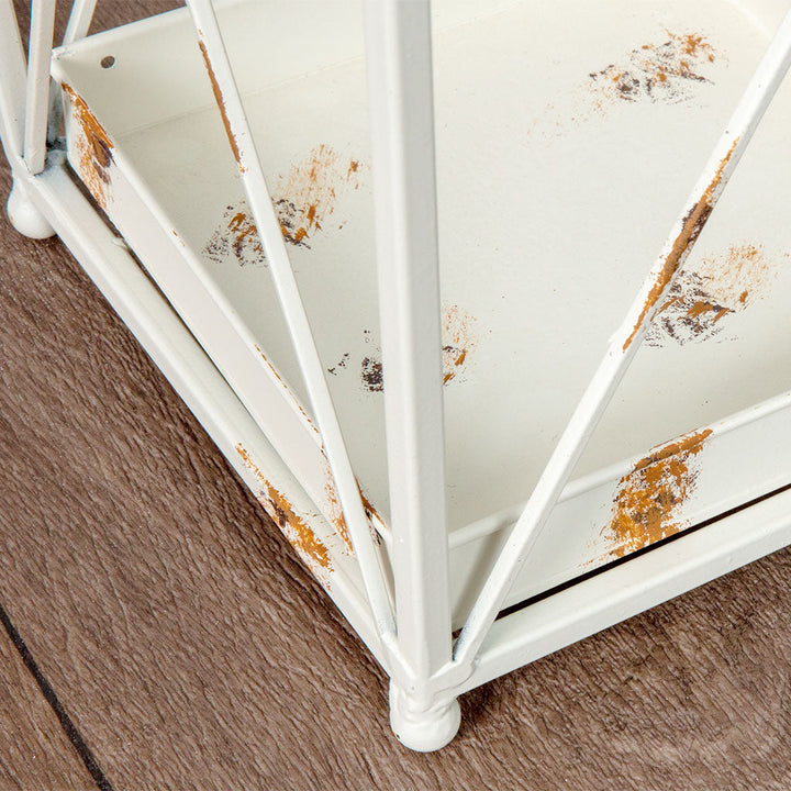 Distressed White Crossed Umbrella Stand