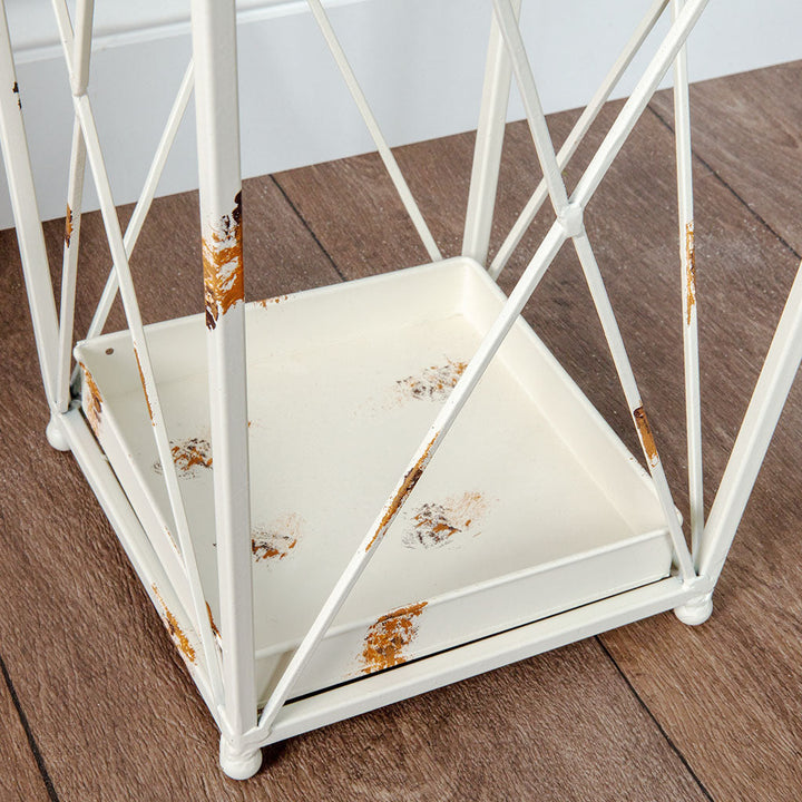 Distressed White Crossed Umbrella Stand