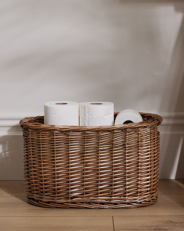 Bathroom store wicker storage