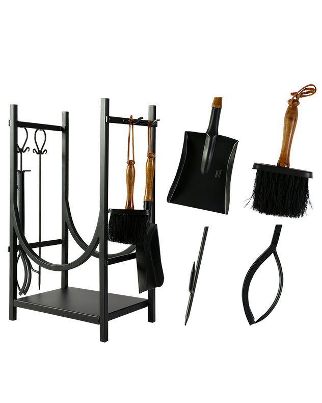 Mayfair Black Fire Tools and Log Storage Unit