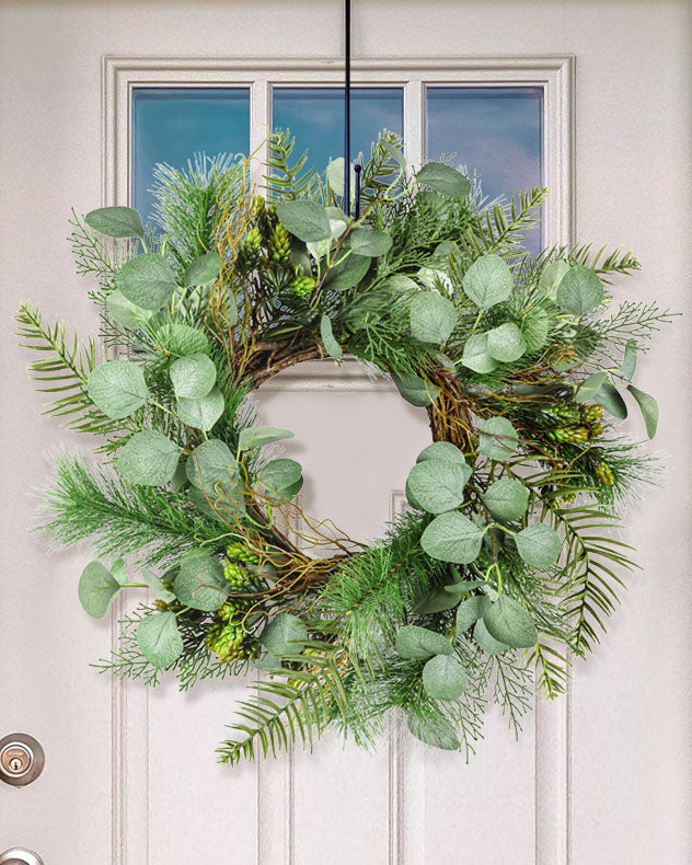 evergreen front door wreath