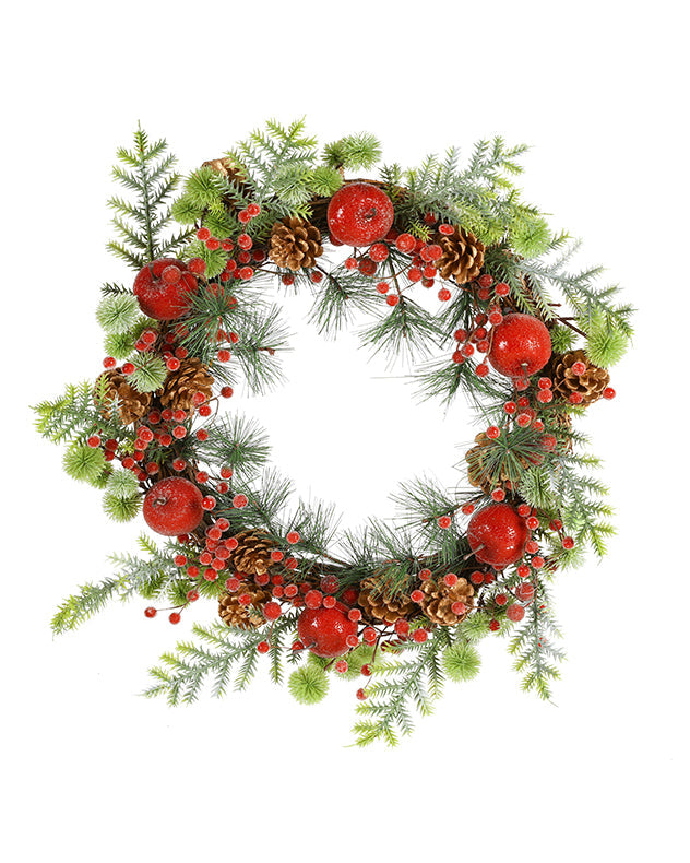 red and green christmas hanging wreath