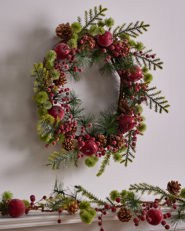 traditional red and green christmas wreath