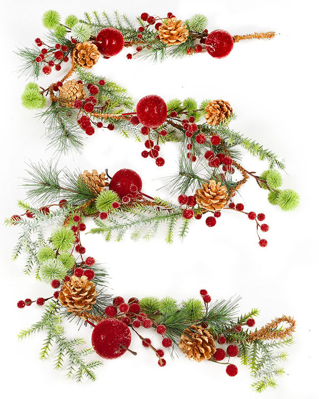 red apple and red berry christmas garland