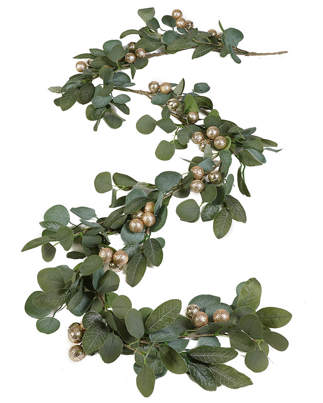 Gold Berry Eucalyptus Christmas Garland 200cm