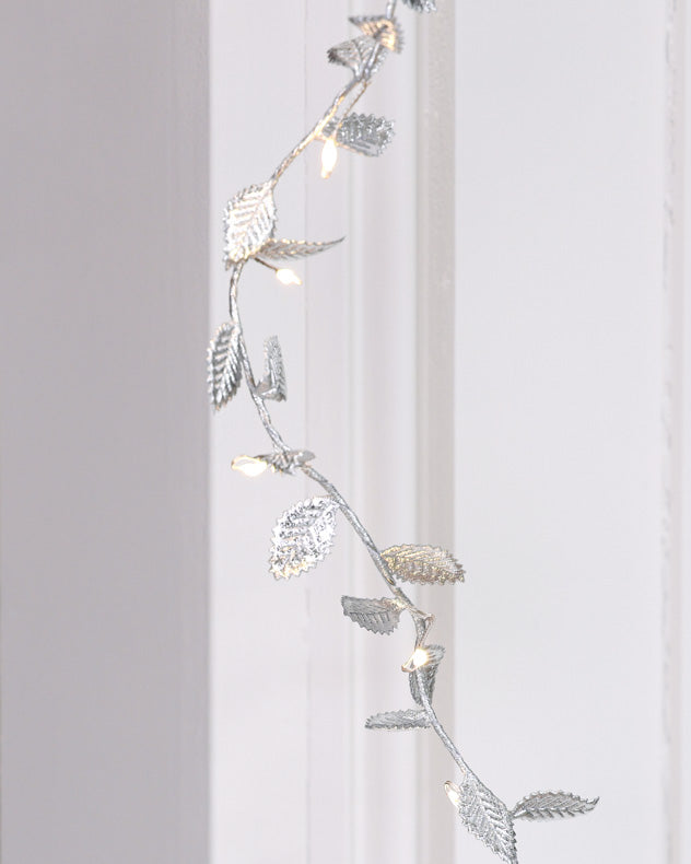 silver leaf light up christmas garland