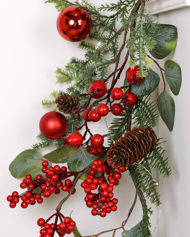 red berry pinecone garland