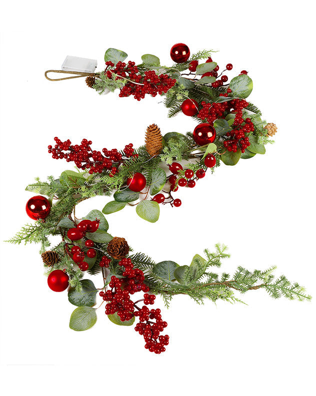 red berry and pinecone christmas garland