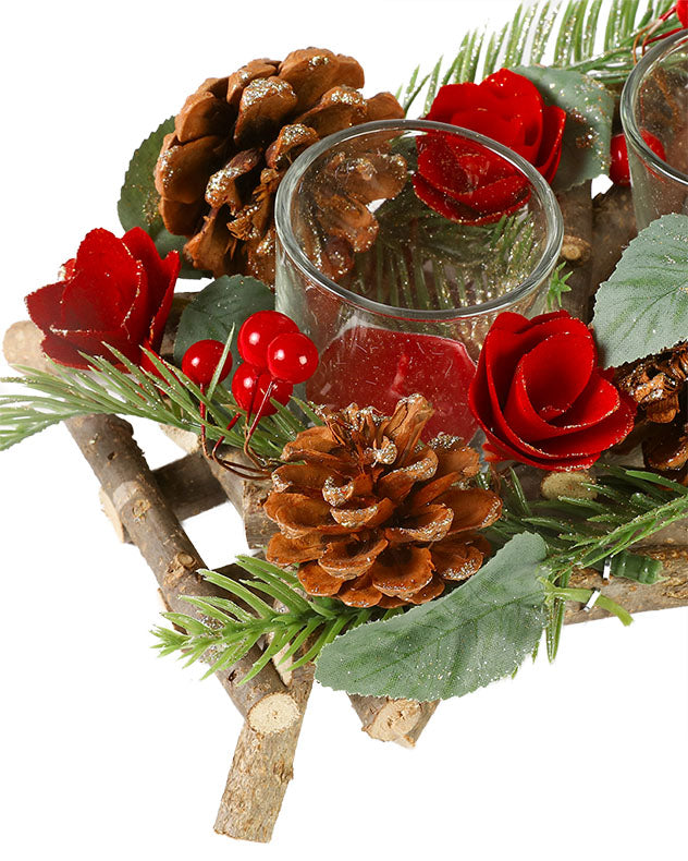 pinecone rose candle holder