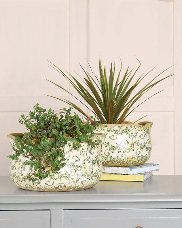 Set Of 3 Florence Indoor Planters Green