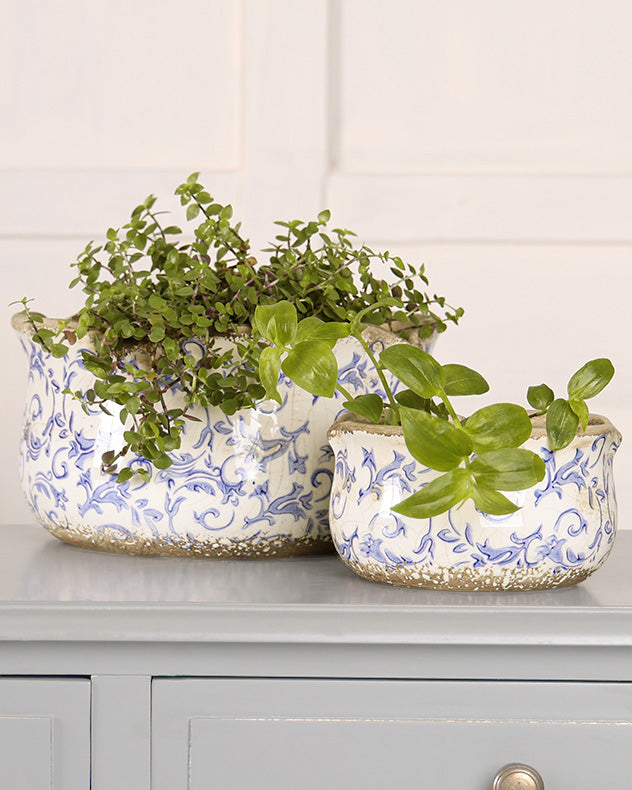 Set Of 3 Florence Indoor Planters Blue