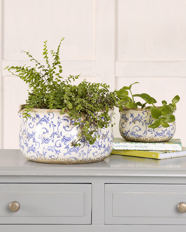 Set Of 3 Florence Indoor Planters Blue