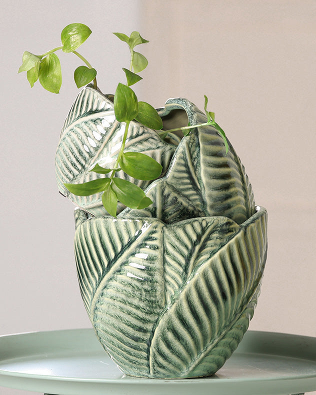 set of 3 indoor ceramic planters