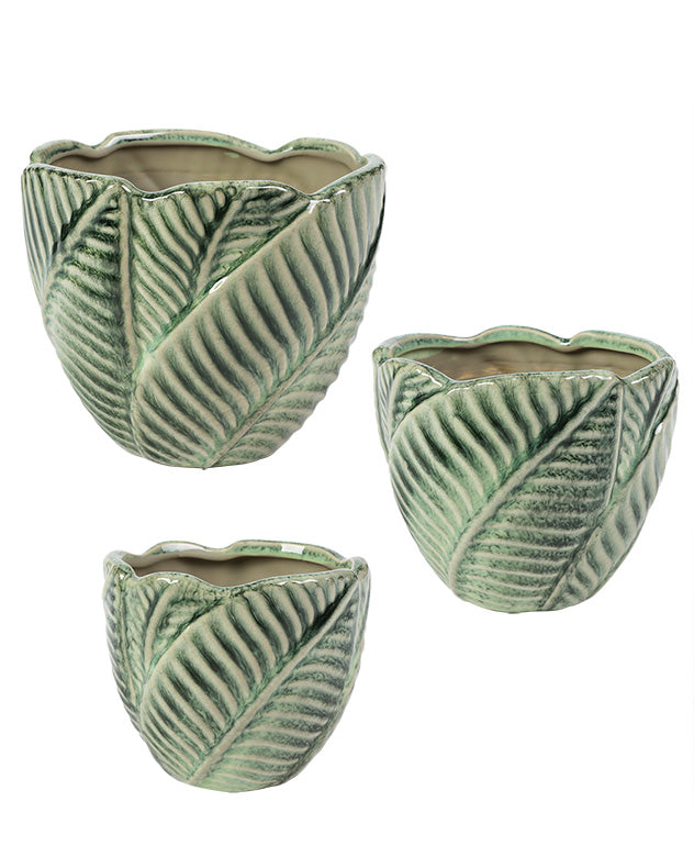 set of 3 ceramic indoor planters