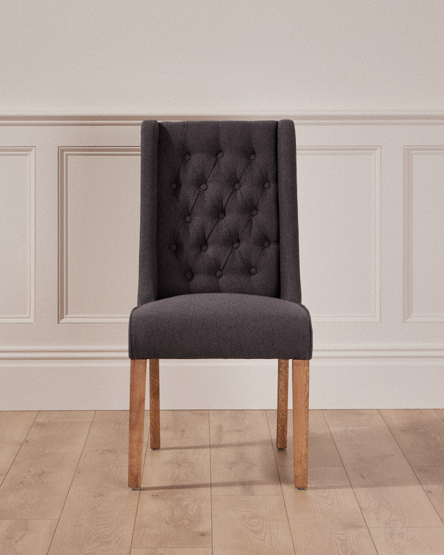Cannes Button Back Dining Chair Charcoal Dibor