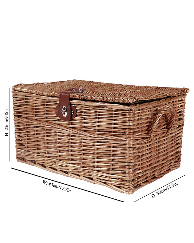 Four Person Green Tweed Chest Picnic Hamper