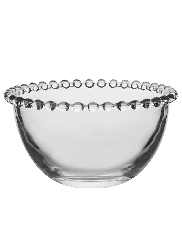 Clear Glass Bowl with Beaded Edge
