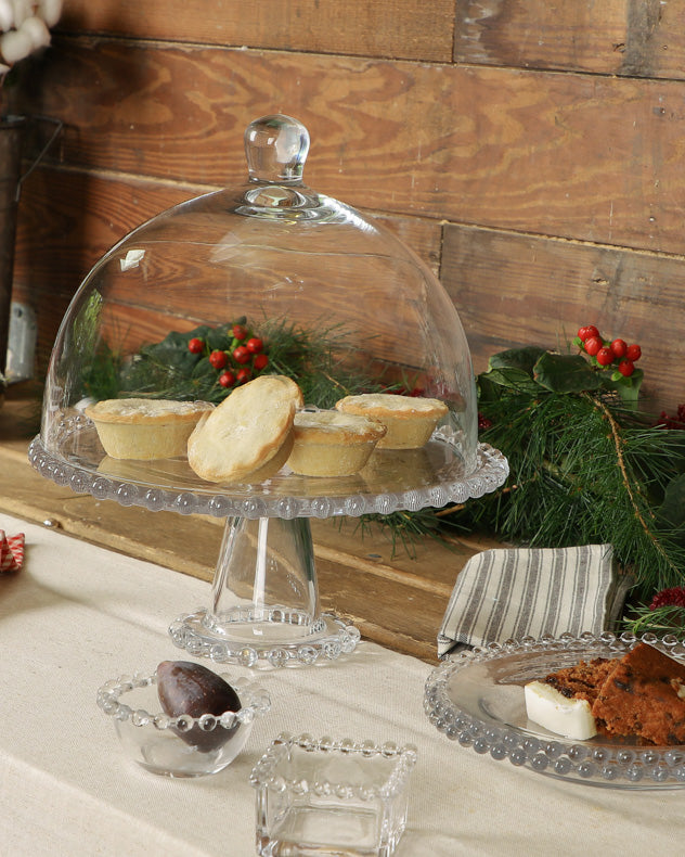 Bella Perle Glass Cake Display Stand and Dome