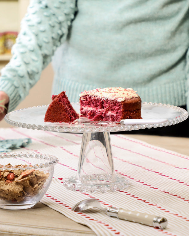 Bella Perle Glass Beaded Cake Stand and Dome