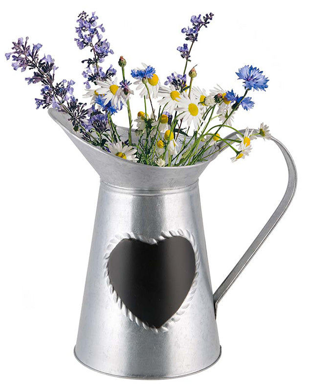 Silver Jug Vase with Chalkboard Heart
