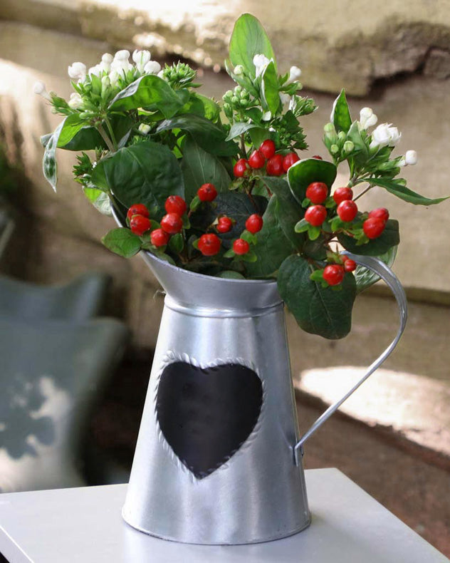 Silver Jug Vase with Chalkboard Heart