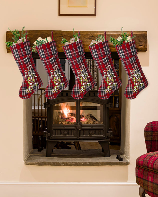 family tartan christmas stockings
