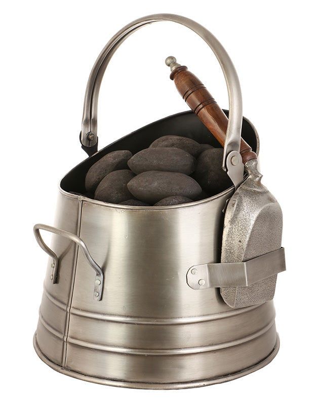 Antique Style Pewter Coal Bucket and Shovel
