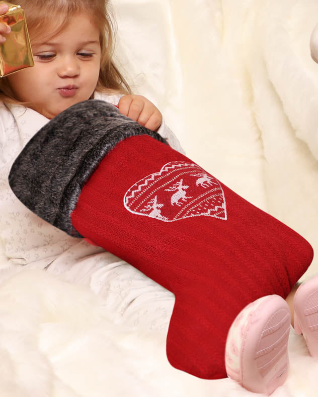 Red Nordic Heart Christmas Stocking