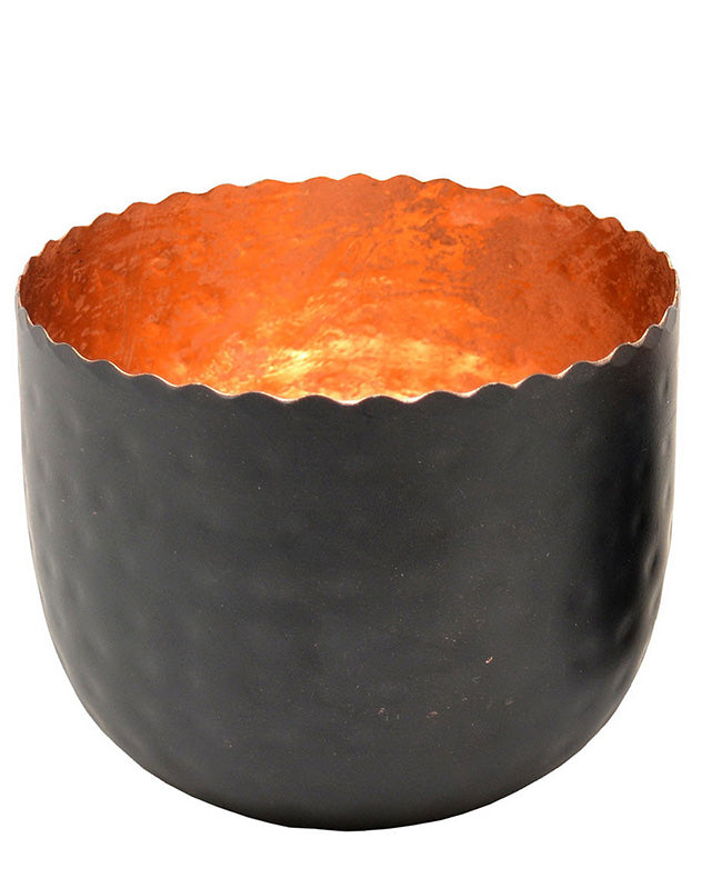 Tea Light Holders - Large Copper &amp; Black Tealight Holder