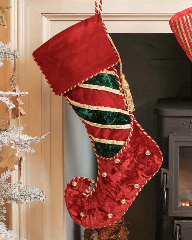 Luxury Red Jingle Bells Christmas Stocking